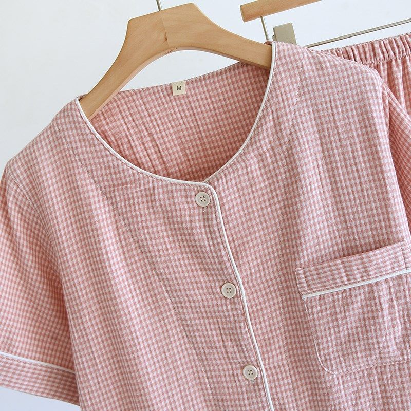 情侣精梳纯棉纱布睡衣套装夏季薄款男女士色织短袖七分裤家居服,女士内衣/男士内衣/家居服,睡衣/家居服套装,淘宝优惠券,粉丝福利购,淘宝优惠卷