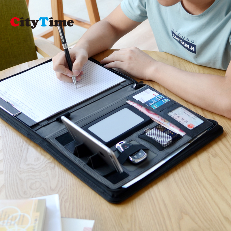 A4文件夹多功能皮质办公资料夹经理夹带电源商务风琴文件夹板定制