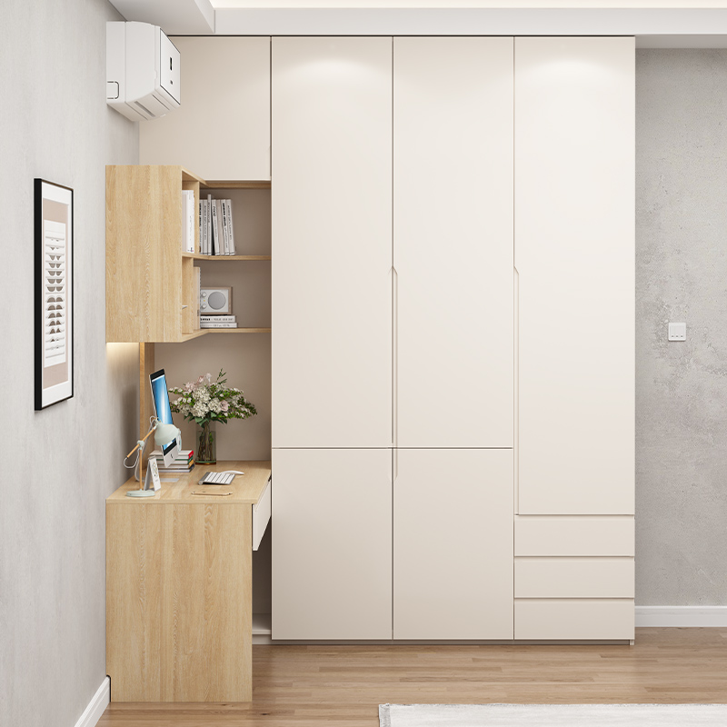 衣柜带书桌一体组合转角柜衣橱卧室电脑桌子家用角落写字台可定制