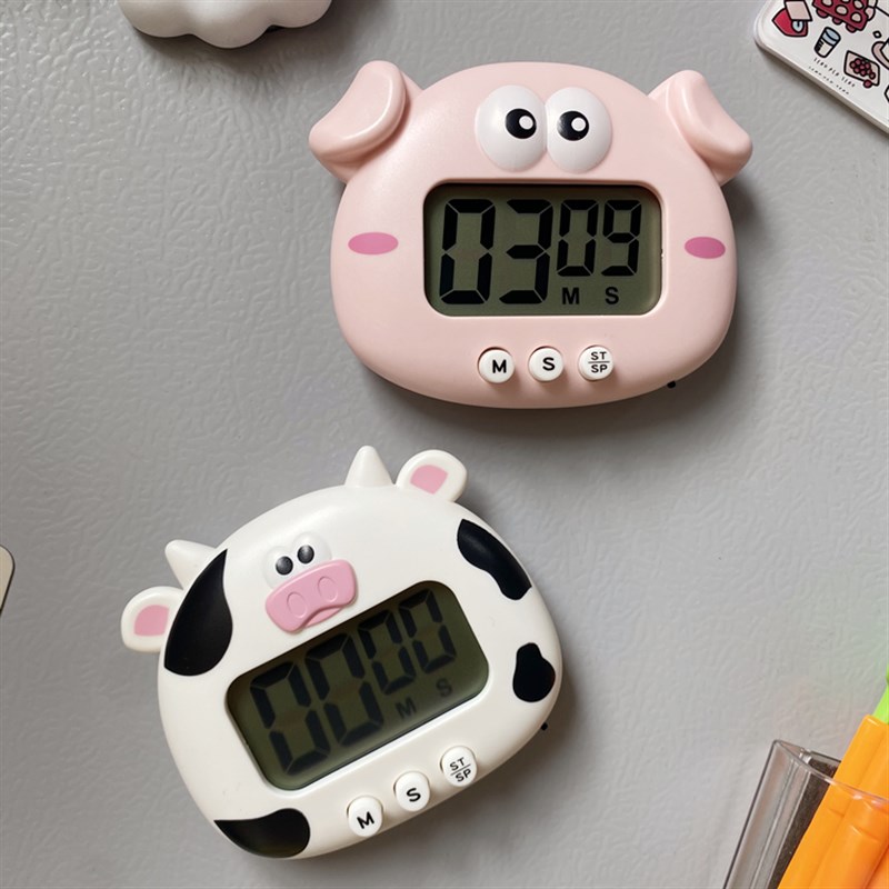 创意厨房烘培学习小猪闹钟磁性计时器电子冰箱贴磁贴多功能定时响
