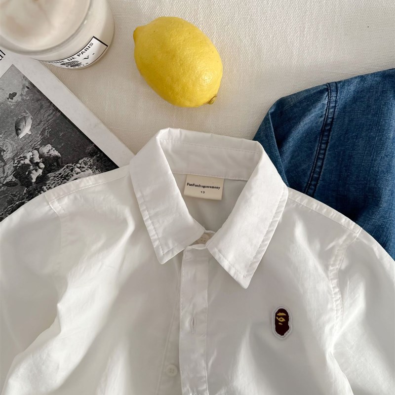 韩国童装儿童牛仔衬衫2024春夏季新品男童长袖男童外套宝宝衬衣