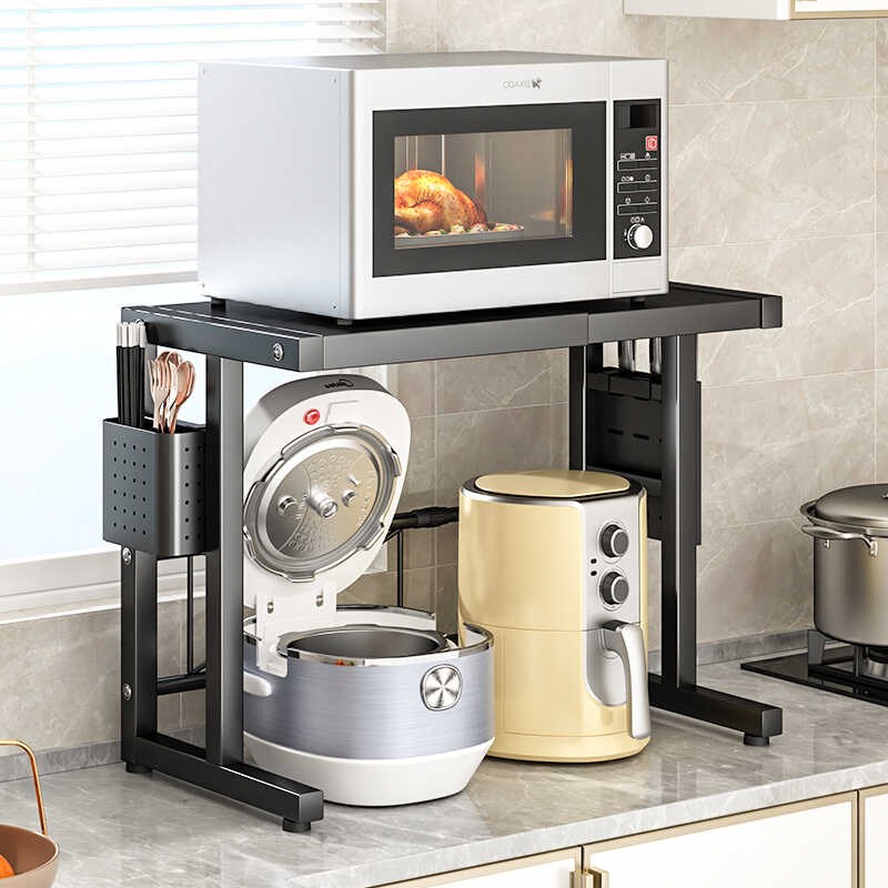 厨房置物架微波炉架子锅架烤箱支架家用双层台面可伸缩收纳储物架