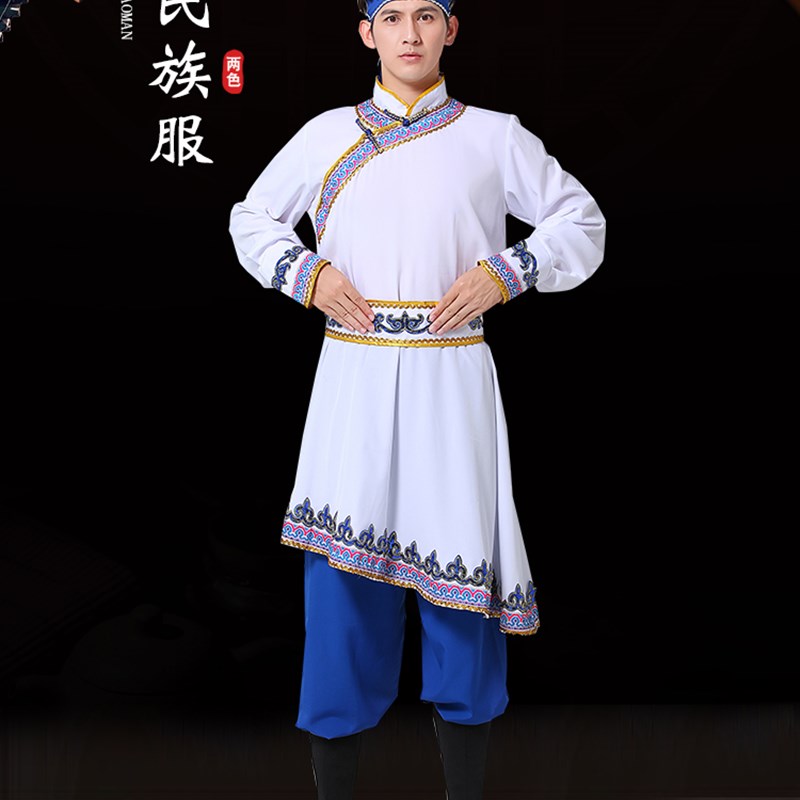 蒙古族演出舞蹈服装男士艺考民族蒙族摔跤骑马舞蒙古袍舞台表演服