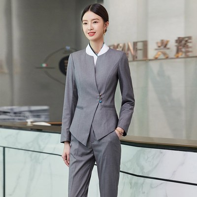 工作服职业气质女秋冬西装套装中式酒店经理会务前台接待高端正装