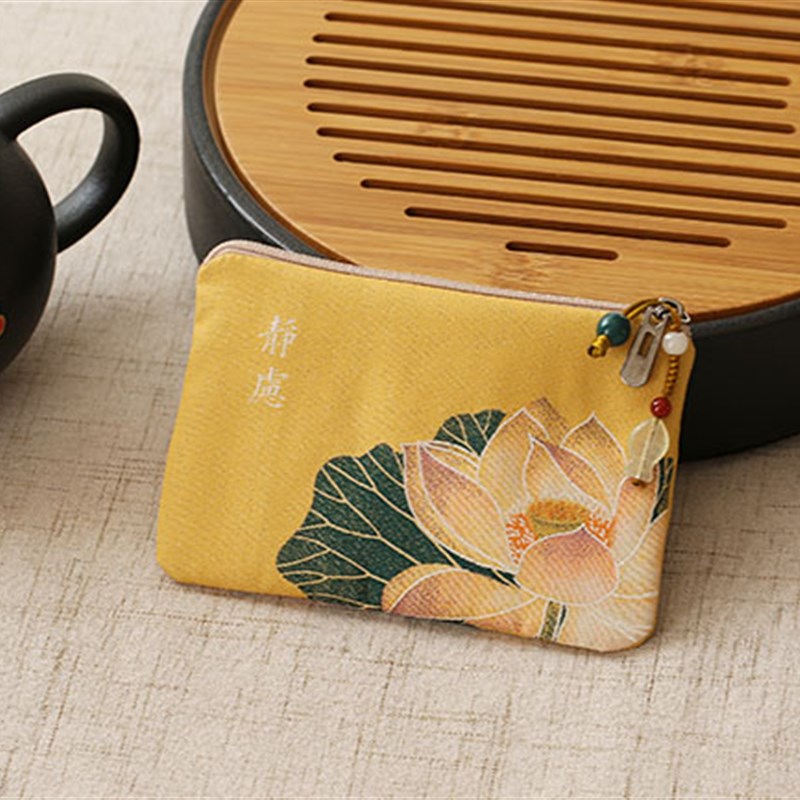 古风禅意手拿小卡包古典中国风小号创意零钱包手工随身复古小钱包