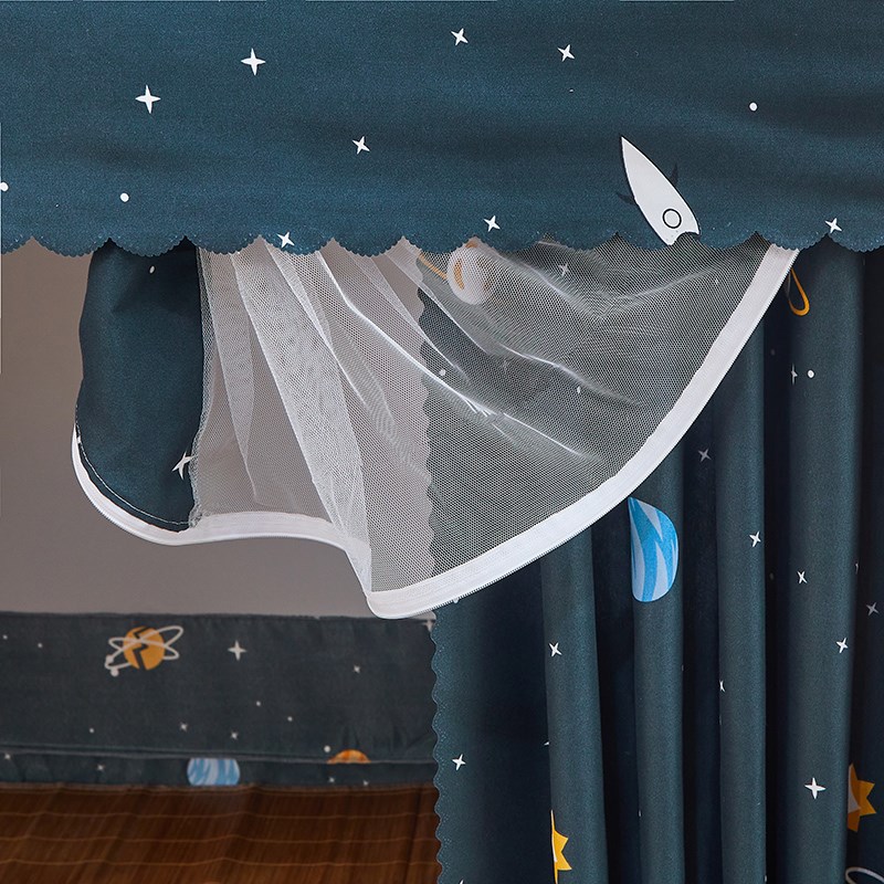 0.9m大学生宿舍床帘遮光一体式上下铺蚊帐带支架床幔全封闭拉链款