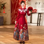 新娘结婚套装 红色马面裙订婚服2024新款 小个子新中式 敬酒服女秋冬