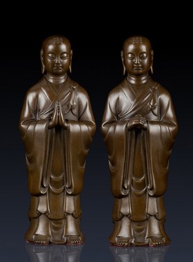纯黄铜阿难迦叶佛像寺庙供奉摆件佛陀弟子铜阿难尊者摩诃迦叶尊者