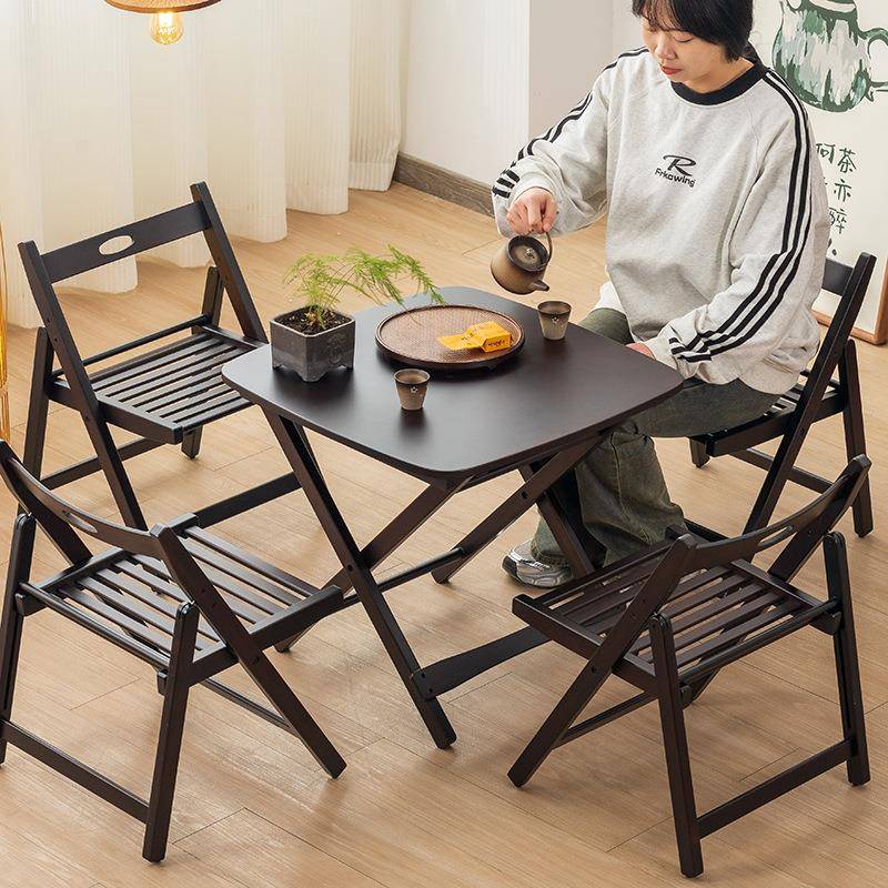 折叠小桌子方桌户外露营便携式茶几实木阳台迷你休闲野餐桌椅套装