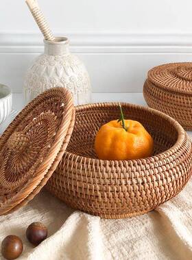 越南秋藤手工编织藤针编收纳茶盒叶收61103纳罐首饰线盒存罐零食