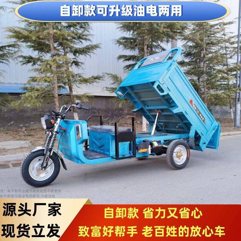 新款自卸电动翻斗三车轮液压载爬坡重家用农货用拉电ly317102瓶车