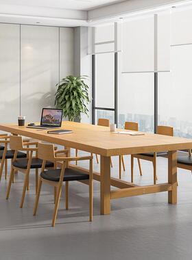 大型长条简桌约桌代会议桌办公原木长桌实木洽谈SJJ57774培现训桌