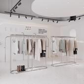 展示873架货架服装 岛衣服展 店网架红衣服货可动不锈钢落移中地式