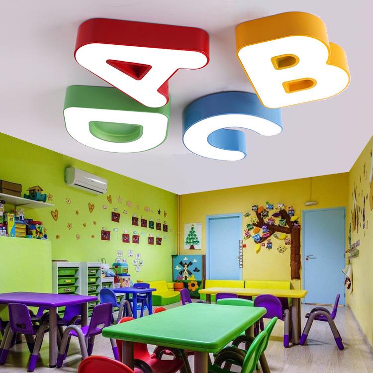 幼儿园LED吸顶灯英文字母卡通灯ABCD教室灯男孩女孩卧室灯可吊装