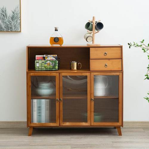 实木茶水柜北欧厨房餐边柜储物柜多功能落地多层家用客厅简约轻奢