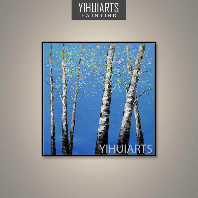 YIHUIARTS直销纯手绘竹林风景题材油画办公室卧室装饰挂画