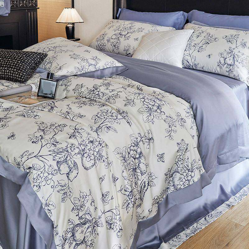 春夏田园风凉感100支兰精天丝四件套印染丝滑裸睡被套床单床上用4,纺织面料/辅料/配套,纺织机械配件,淘宝优惠券,粉丝福利购,淘宝优惠卷