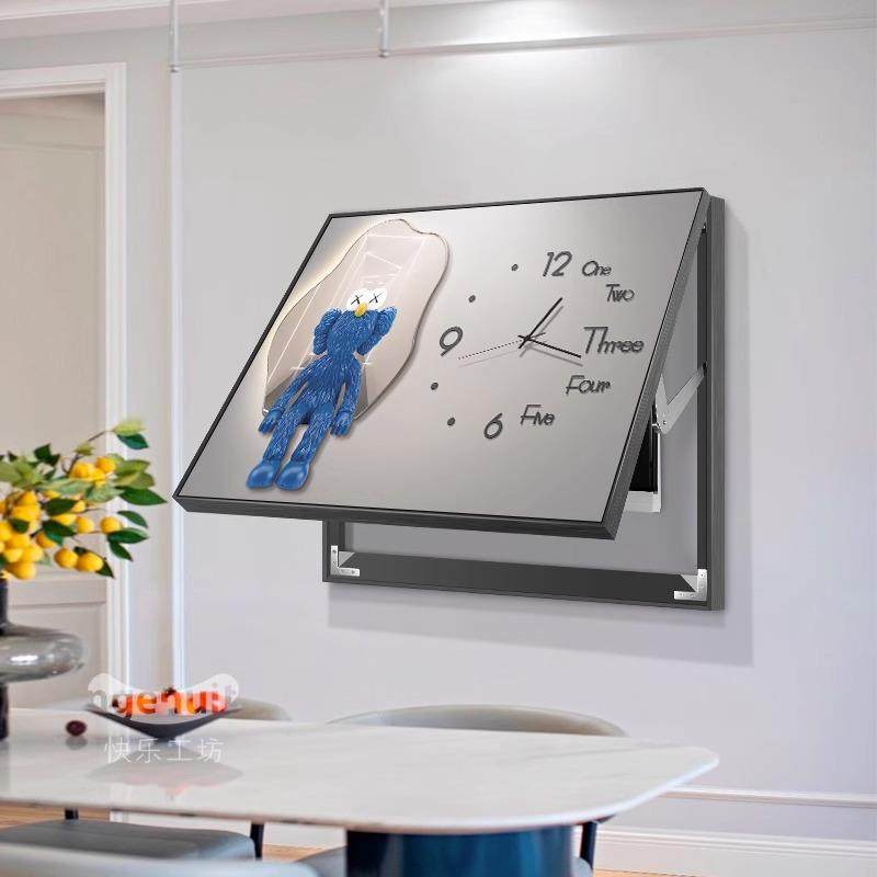 高档轻奢电表箱装饰画餐厅带钟表壁画kaws电闸箱配电箱遮挡挂画