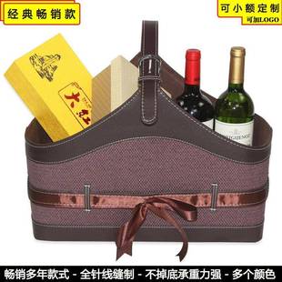 韩式大号蝴蝶结圣诞美食手提皮篮商超专用春节年货送礼包装篮礼篮