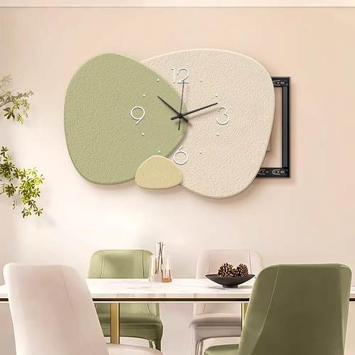 石来运转电表箱画装饰画奶油风带钟表推拉式电闸箱开关遮挡时钟画