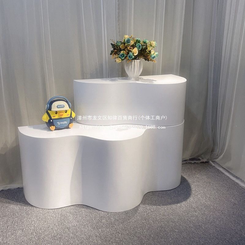 木质烤漆简欧式地台方型异型展台展示台服装店摆台橱窗展示柜