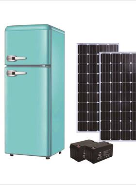 128L太阳能复古冰箱DC12V/24V直流复古冰箱房车专用复古冰箱