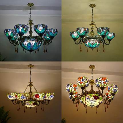 地中海装饰客厅大吊灯北欧美式复古铁艺酒吧餐厅卧室LED灯具