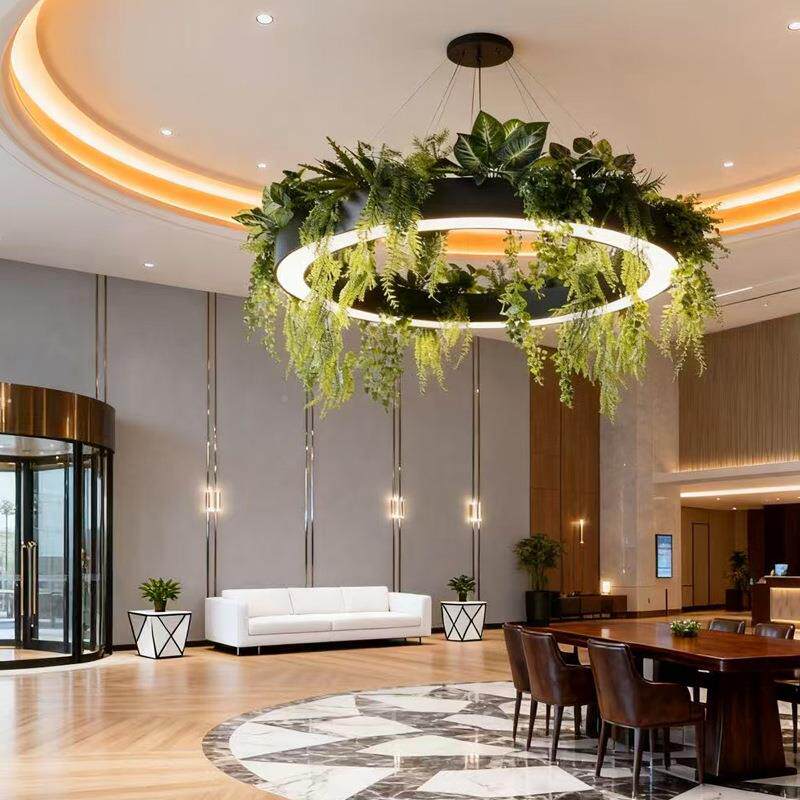 东吊南植物吊灯亚系环植物灯休闲区办公区前台森形商铺餐厅展厅灯