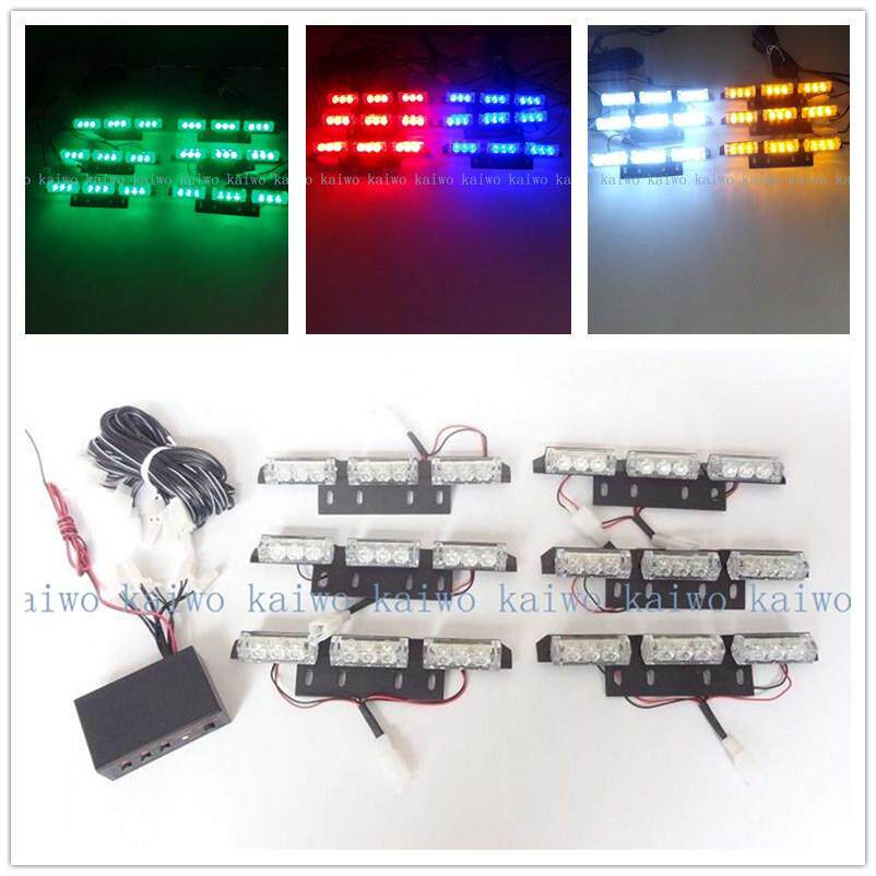 03024 9X6 54LED高亮度汽车中网一拖六 爆闪灯.频闪灯 1拖6