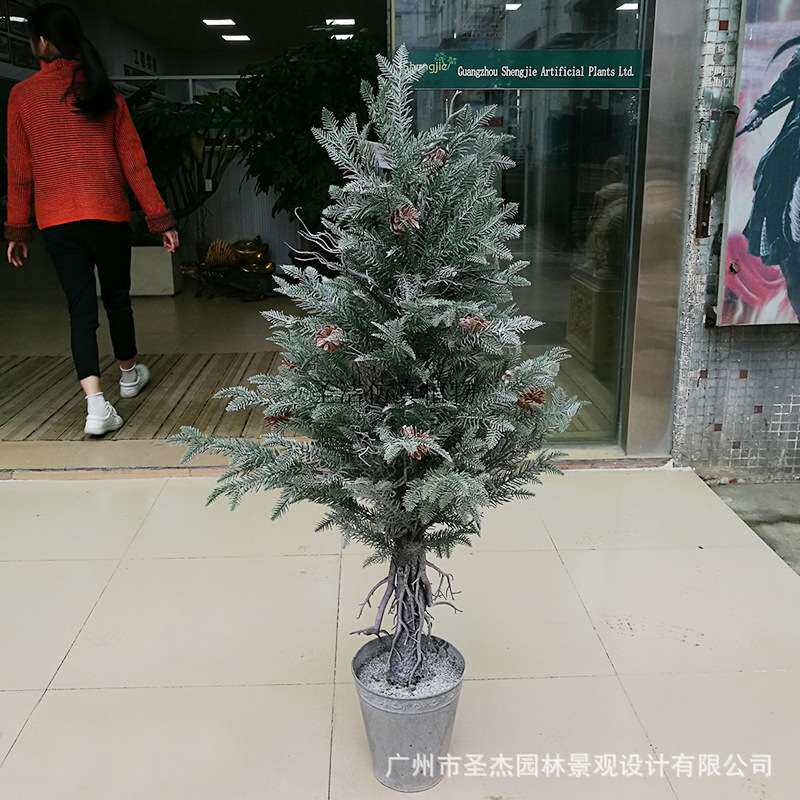 仿真带果雪松盆景室内圣诞节仿真植物松树装饰造景假树仿真松柏树