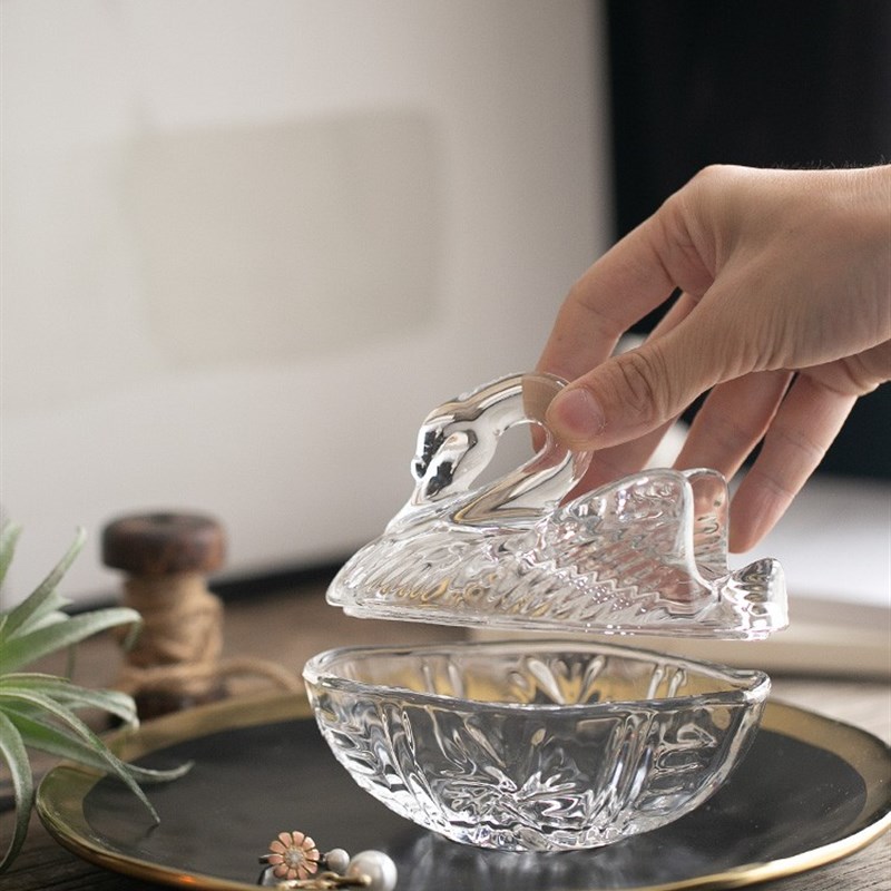 复古玻璃厚实糖罐首饰收纳盒化妆棉签干糖家用带盖香薰蜡烛专用罐