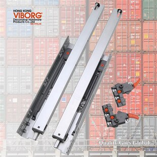 托底隐藏滑轨全拉出抽屉托底导轨阻尼缓冲加厚静音轨底装滑轨轨道