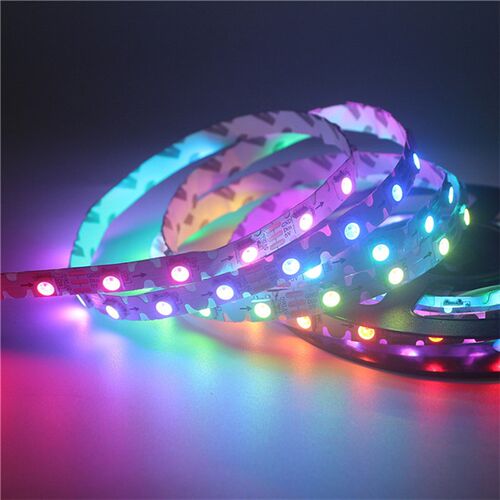 S型幻彩灯带5V WS2812B内置IC窄板可折叠弯曲12V全彩流水LED灯条