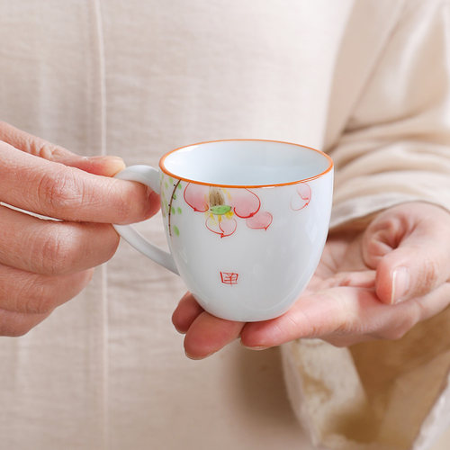 手绘青花小茶杯功夫茶具主人杯女士单杯喝茶杯品茗杯个人专用茶盏