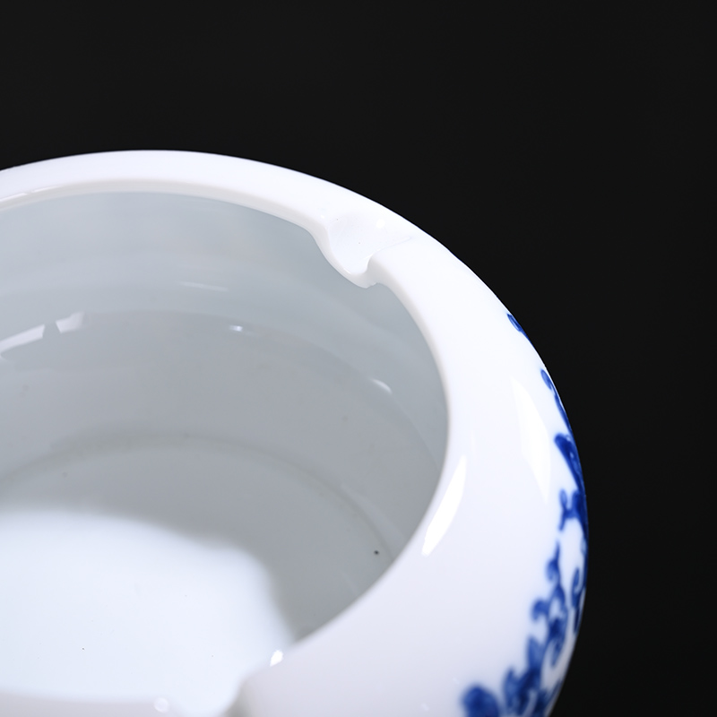 烟灰缸陶瓷防风圆形青花瓷景德镇中式复古风时尚个性客厅家用创意