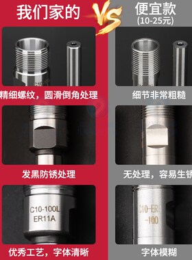 er20数控车床刀架钻夹钻头打孔夹具钻套直柄延长杆16加长杆钻夹头