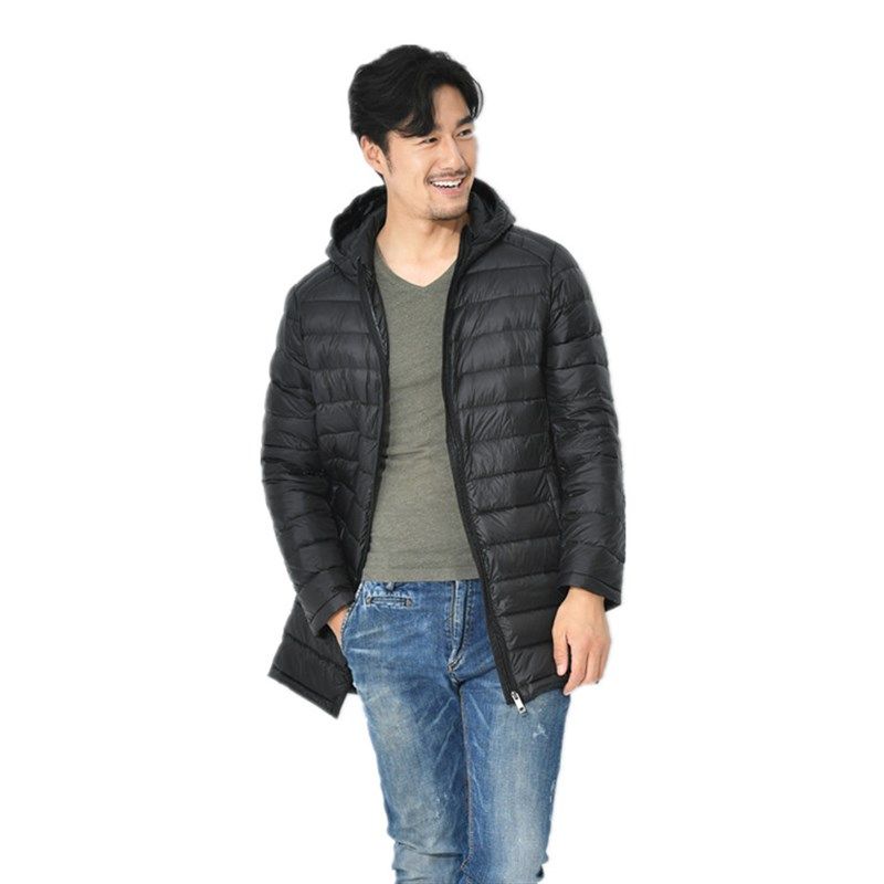 宽松轻薄羽绒服男中长款加肥加大码超轻便超薄款中老年特大号爸爸