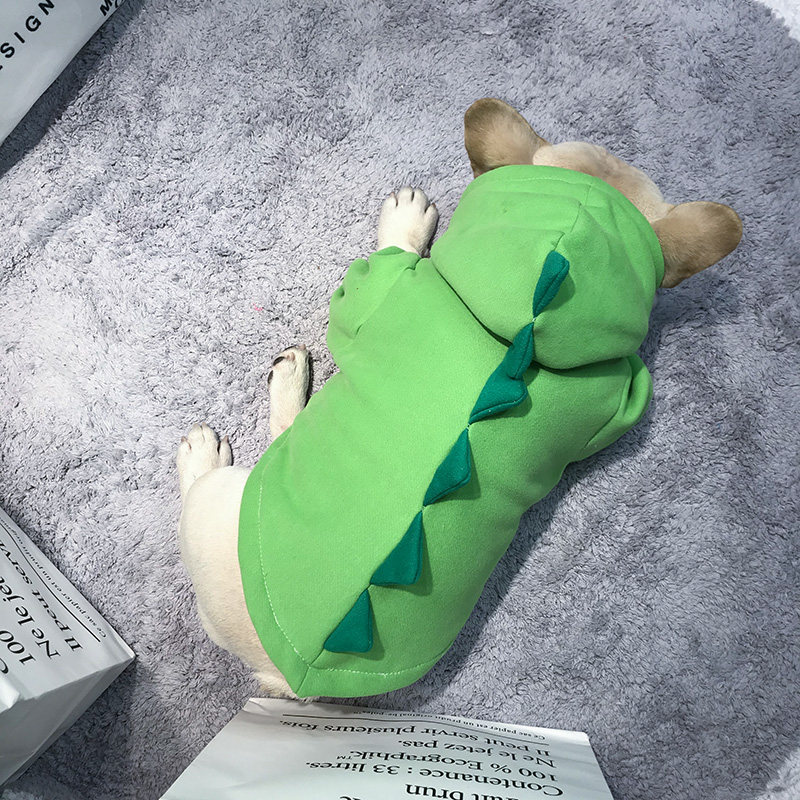 法斗衣服宠物狗狗秋冬装小恐龙柯基比熊巴哥中小型犬泰迪加绒卫衣