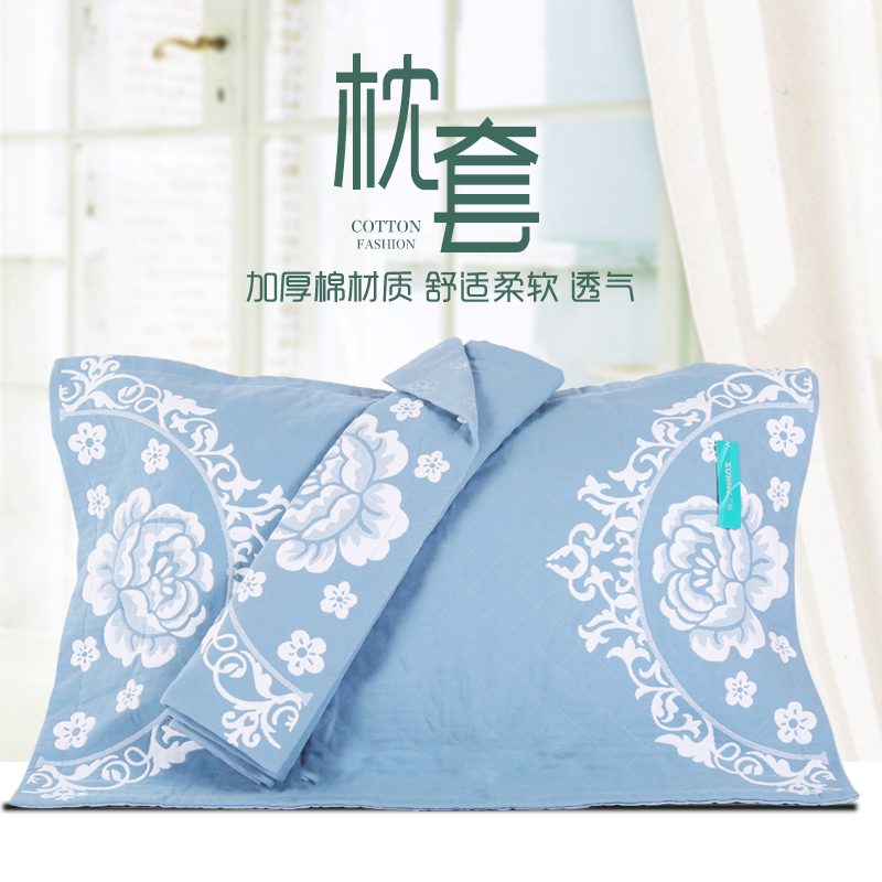 三琪夹棉加厚情侣卡通双人夏季纯棉大红大枕套枕头盖一对装52x75