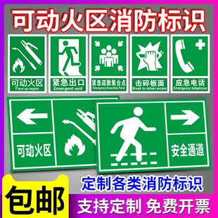 应急出口紧急避难场所可动火区安全警示牌安全避险处急救站标识牌