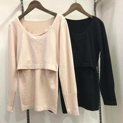 产后哺乳秋衣秋冬哺乳上衣发热衣上衣纯棉吸汗横开2901收腹显瘦
