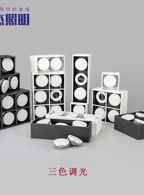 led明装格栅灯面开孔1头2头3头4头6头无主照明筒灯5w7w三色光射灯