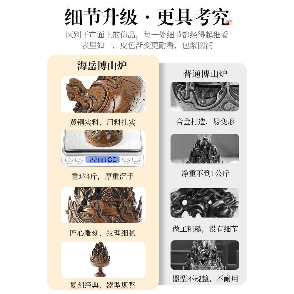 博FYU山炉纯铜炉香家用室内香炉檀香盘大香炉黄铜香铜香炉炉装饰