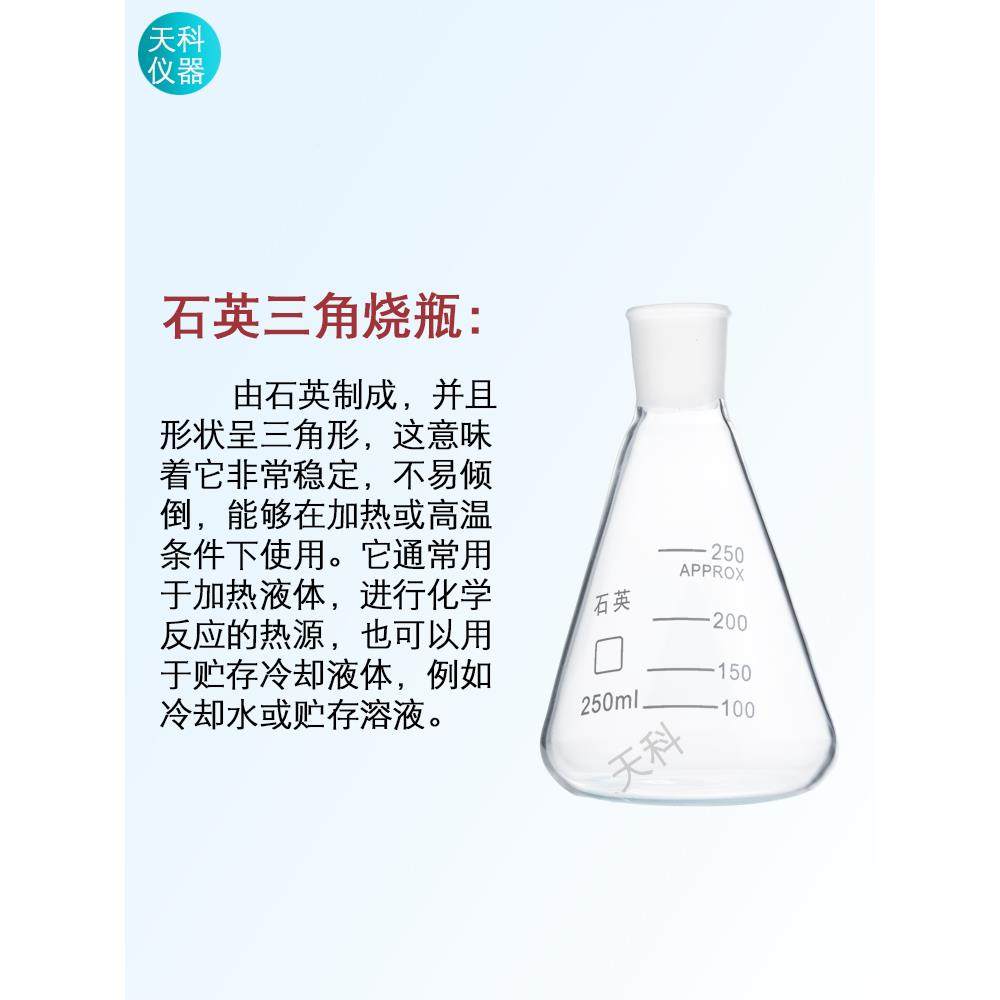石英三角烧瓶 501/5TK-551110/玻250/500石ml 英锥形瓶石英具塞烧