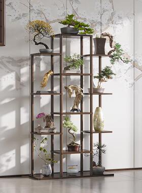 轻中式花架花子花奢盆02.14.26架内绿萝客厅绿植几室阳台落地式多