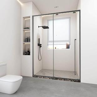 一字型极窄一移门固一淋浴隔断卫生间干湿分离移玻璃单移门8003淋