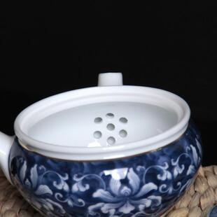 釉具下彩侧青花瓷描qhch001金莲心壶把壶功夫茶大陶瓷号沏茶壶泡