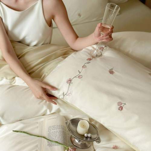 高端100S长绒棉贡缎磨毛四件套全棉秋冬加厚纯棉床单被套床上用品