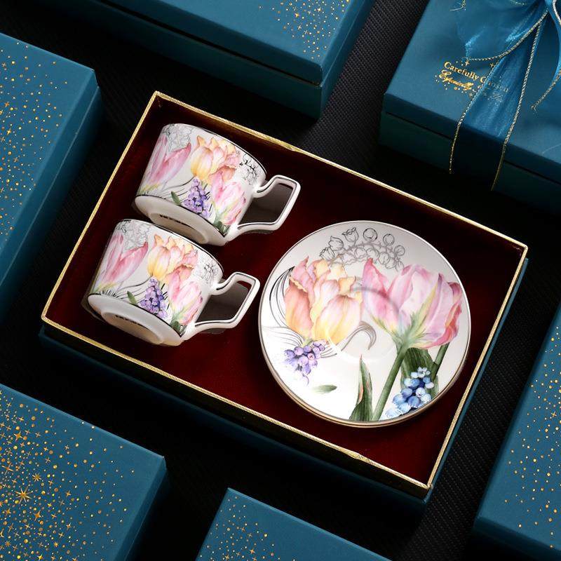 法式郁金香优雅陶瓷小奢华咖啡杯套装咖啡杯碟精致茶杯咖啡杯带勺,鲜花速递/花卉仿真/绿植园艺,割草机/草坪机,淘宝优惠券,粉丝福利购,淘宝优惠卷