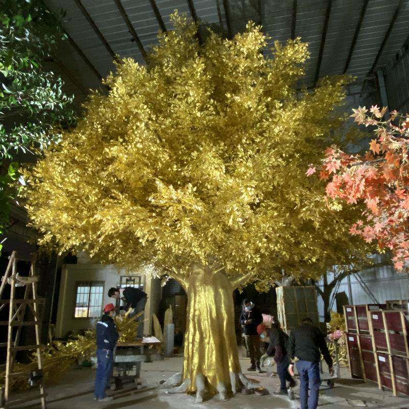 仿真金榕树大型玻璃仿真绿植榕树造景大型植物室内外假金榕树